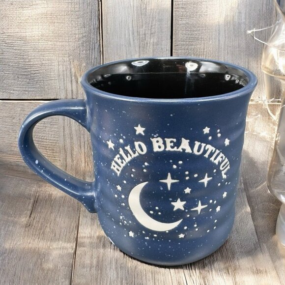 Stay Wild Moon Child Navy Blue Coffee Mug Cup 12oz Ceramic Hello Beautiful Mug - Picture 2 of 12